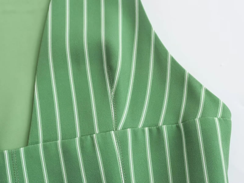 Fashion Green Striped Sleeveless Top,T-shirts
