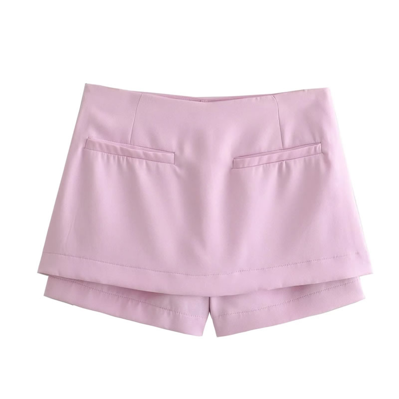 Fashion Pink Polyester Low-rise Culottes,Shorts