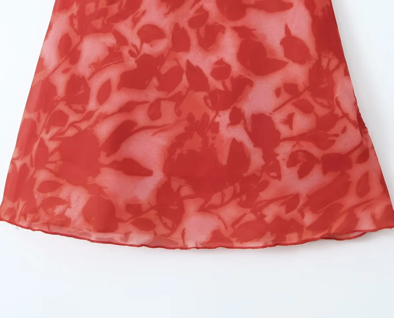 Fashion Color Polyester Printed Suspender Skirt,Mini & Short Dresses