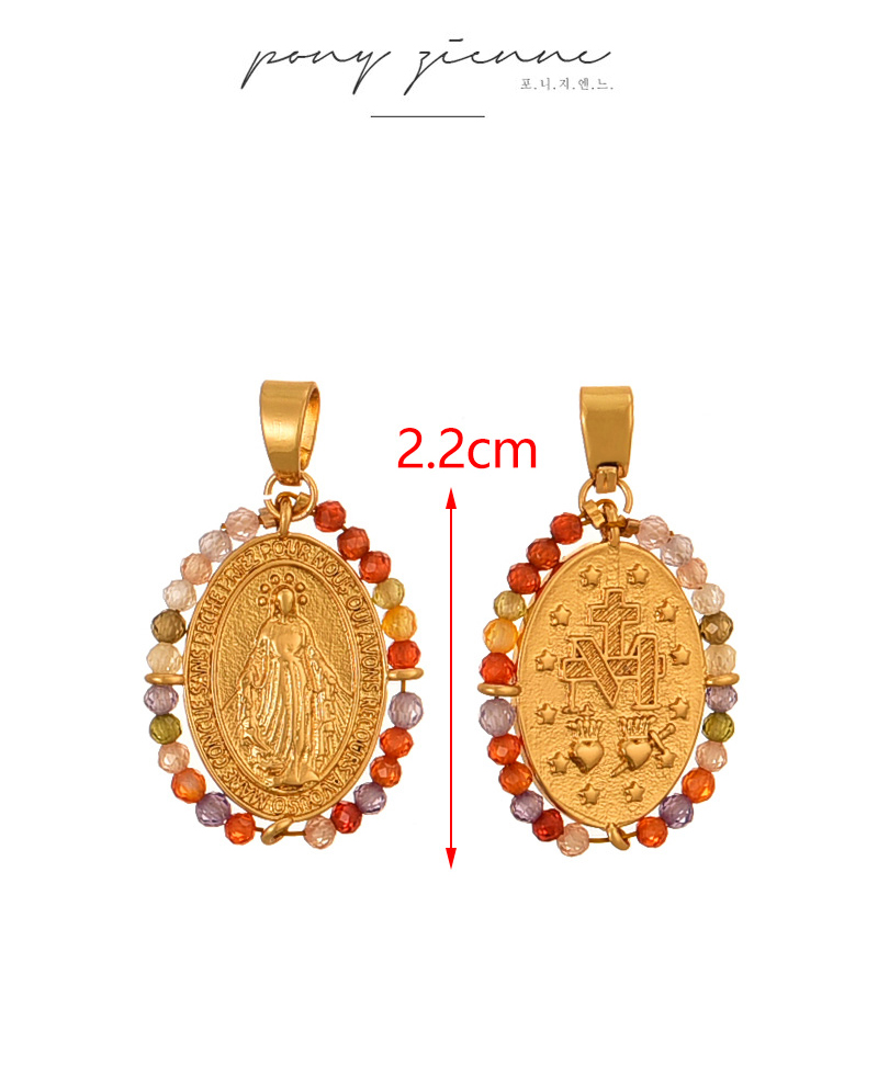 Fashion Gold Copper Inlaid Zircon Portrait Double-sided Rice Bead Pendant Accessories,Jewelry Findings & Components