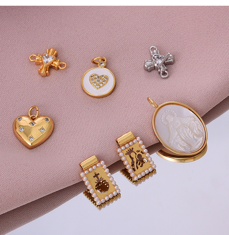 Fashion Golden 5 Copper Pearl Square Hollow Love Pendant Accessories,Jewelry Findings & Components