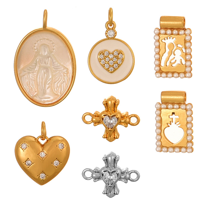 Fashion Silver Copper Inlaid Zircon Love Cross Pendant Accessories,Jewelry Findings & Components
