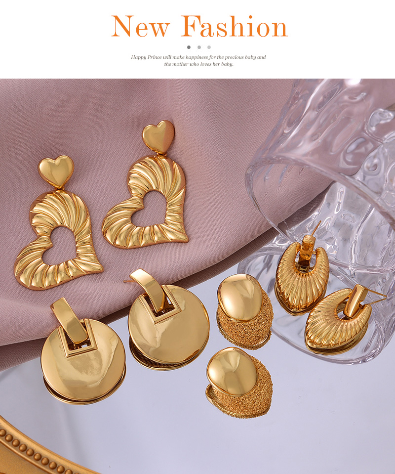 Fashion Golden 1 Copper Love Earrings,Earrings