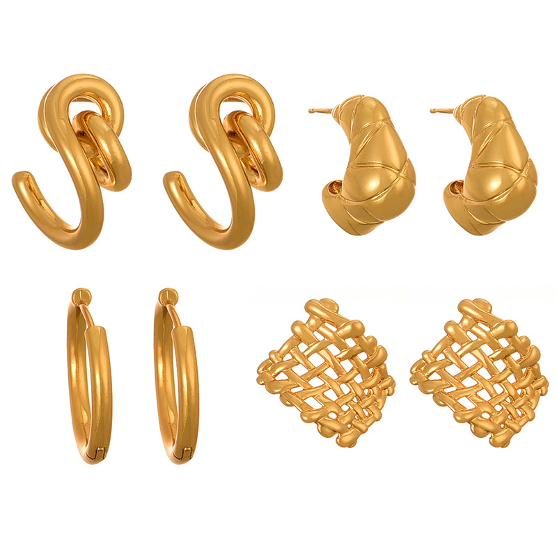Fashion Golden 2 Copper Geometric Earrings,Earrings