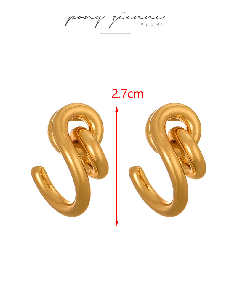 Fashion Golden 4 Copper Geometric Hollow Stud Earrings,Earrings
