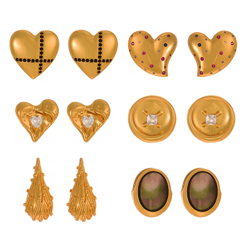 Fashion Golden 1 Copper Set Zircon Love Earrings,Earrings