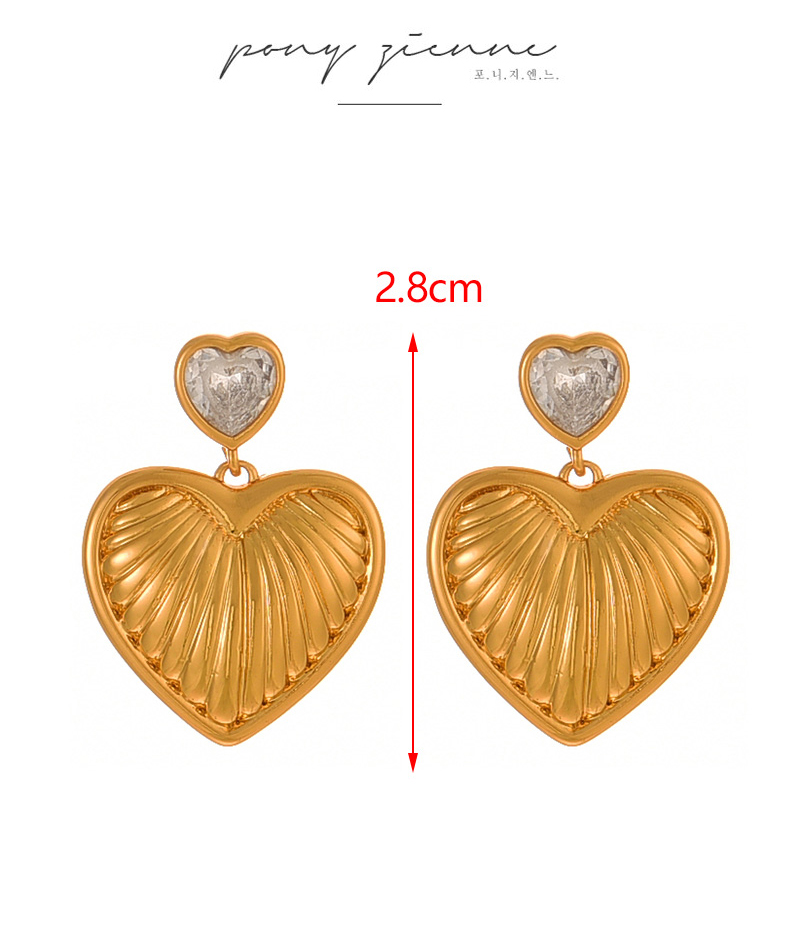 Fashion Golden 4 Copper Inlaid Zircon Irregular Love Earrings,Earrings