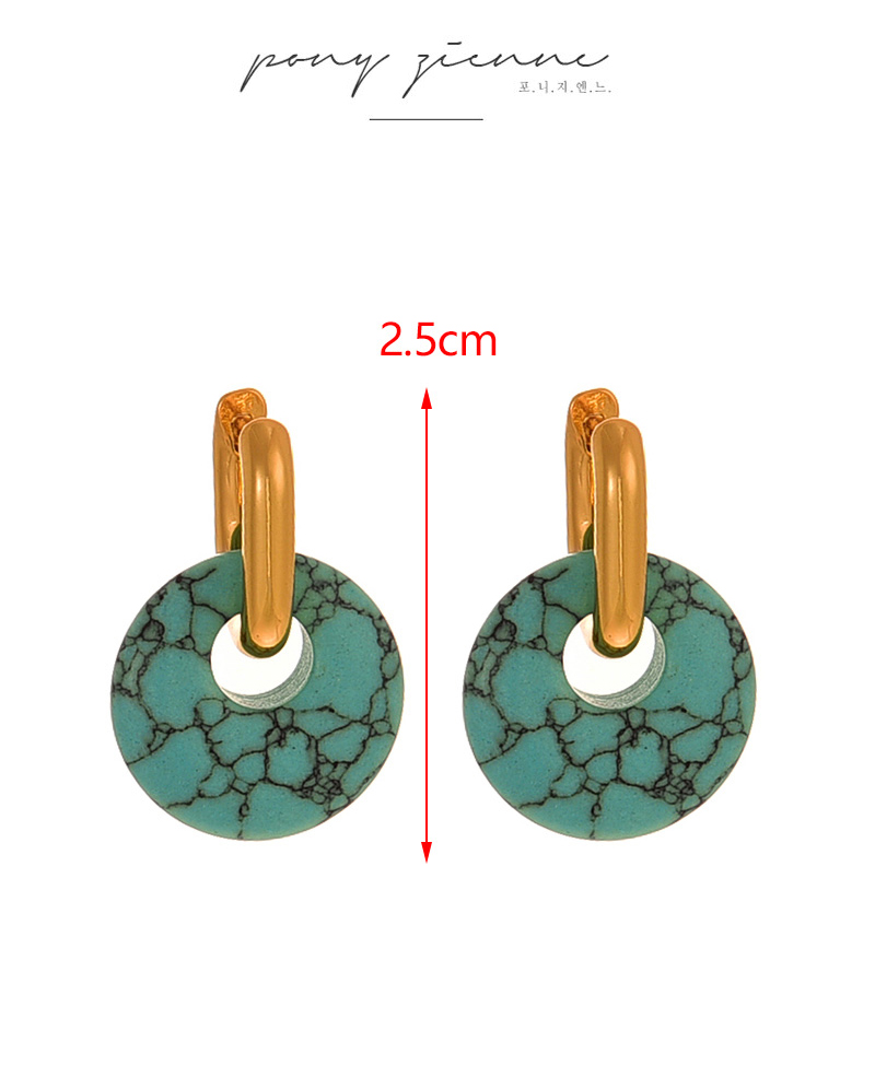 Fashion Black Copper Round Natural Stone Pendant Earrings,Earrings