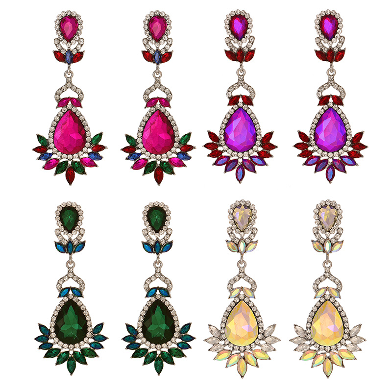 Fashion Purple Alloy Diamond Drop Pendant Earrings (Alloy + Rhinestone),Stud Earrings