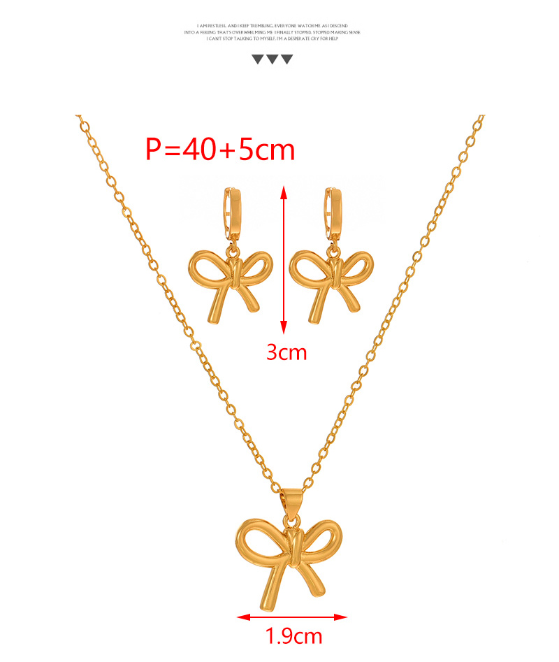 Fashion Golden 1 Copper Bow Pendant Necklace,Necklaces