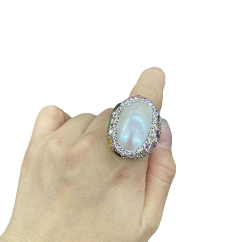 Fashion Ring Metal Diamond Oval Ring,Fashion Rings