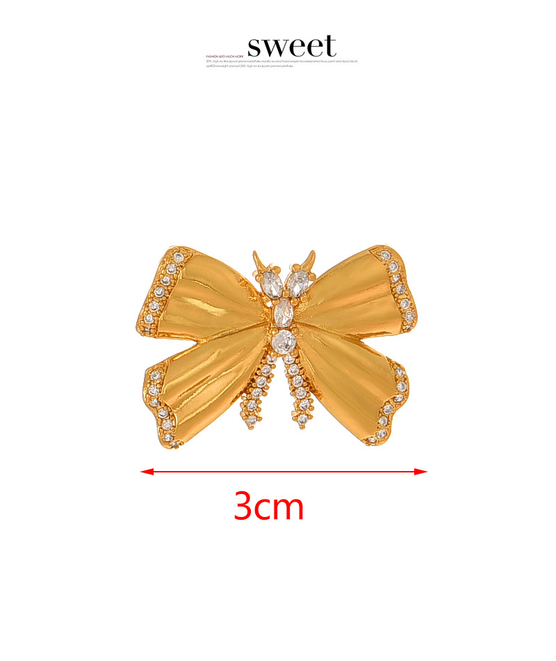 Fashion Golden 2 Copper Inlaid Zircon Bow Accessories,Jewelry Findings & Components