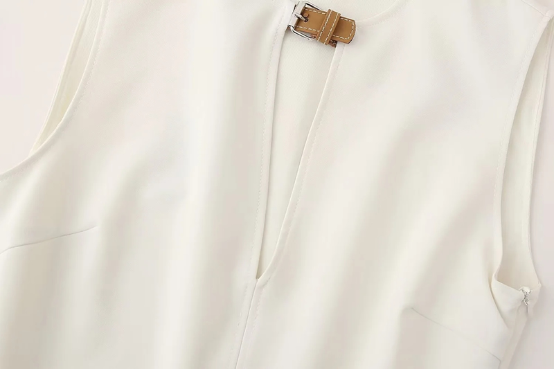 Fashion White Polyester Tie-strap Hollow Jumpsuit,Bodysuits