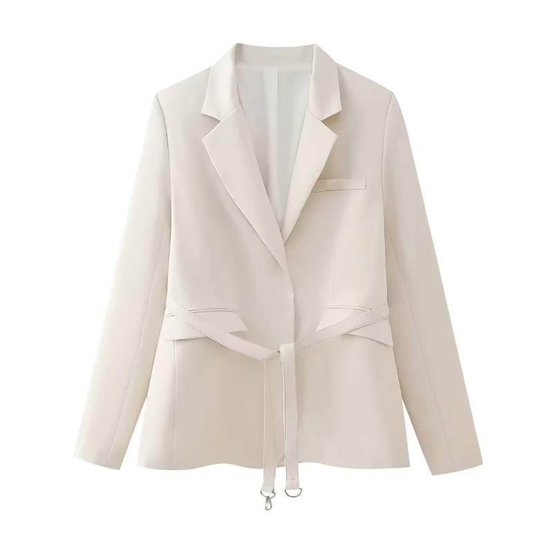 Fashion White Polyester Blazer With Lapel Pockets,Suits