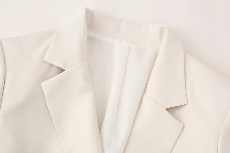Fashion White Polyester Blazer With Lapel Pockets,Suits