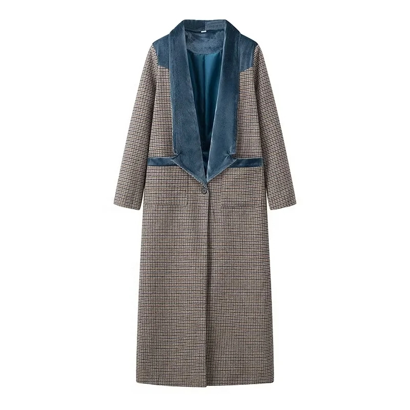 Fashion Lattice Plaid Lapel Coat,Coat-Jacket