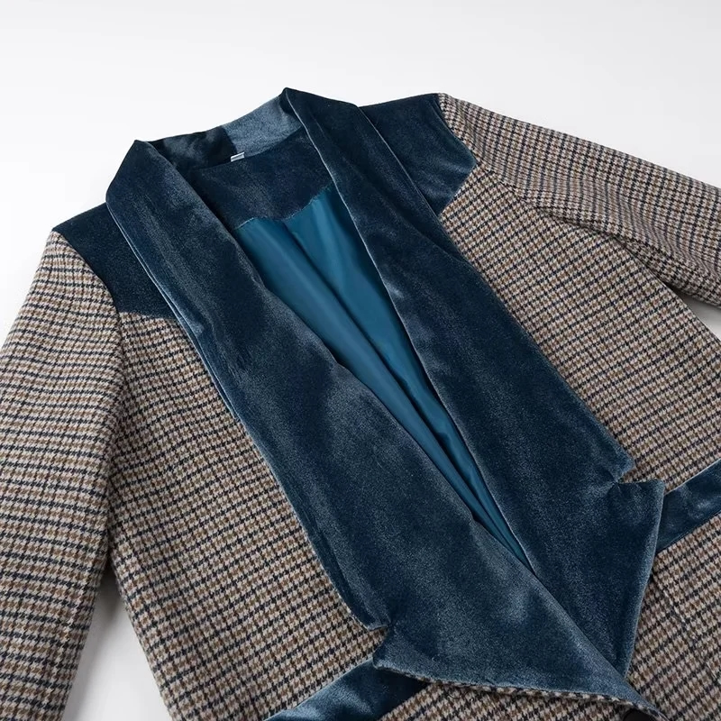 Fashion Lattice Plaid Lapel Coat,Coat-Jacket