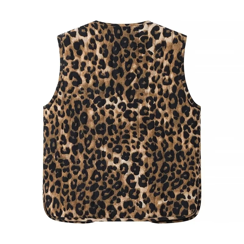 Fashion Leopard Print Corduroy Leopard Print Cotton Vest,Coat-Jacket
