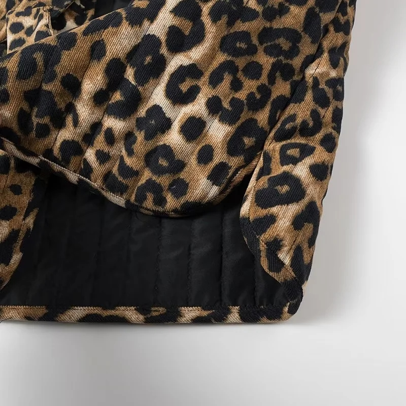 Fashion Leopard Print Corduroy Leopard Print Cotton Vest,Coat-Jacket