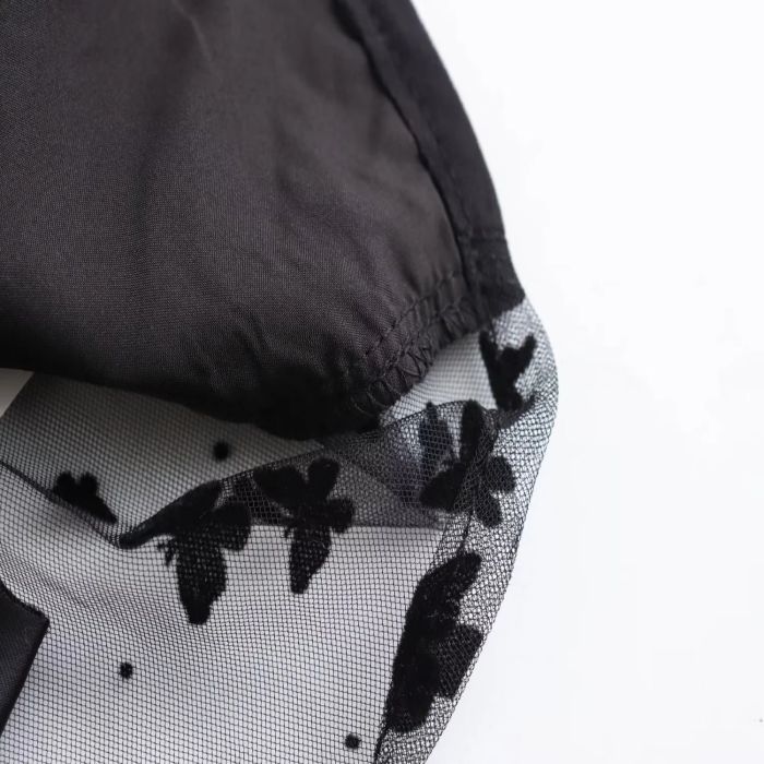 Fashion Black Polyester Printed Button-down Shirt,Blouses