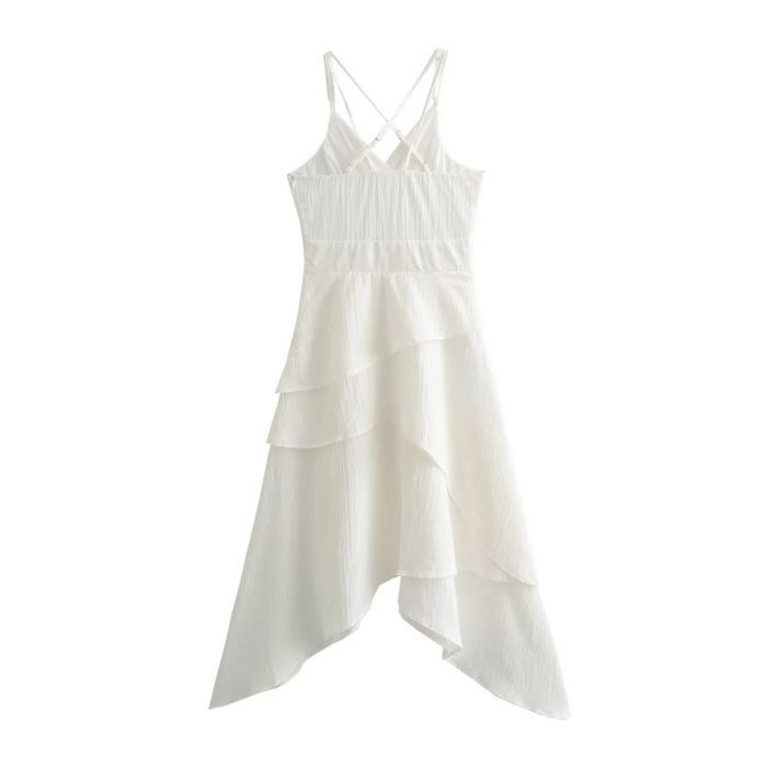 Fashion White Polyester Textured Irregular Knee-length Skirt,Knee Length