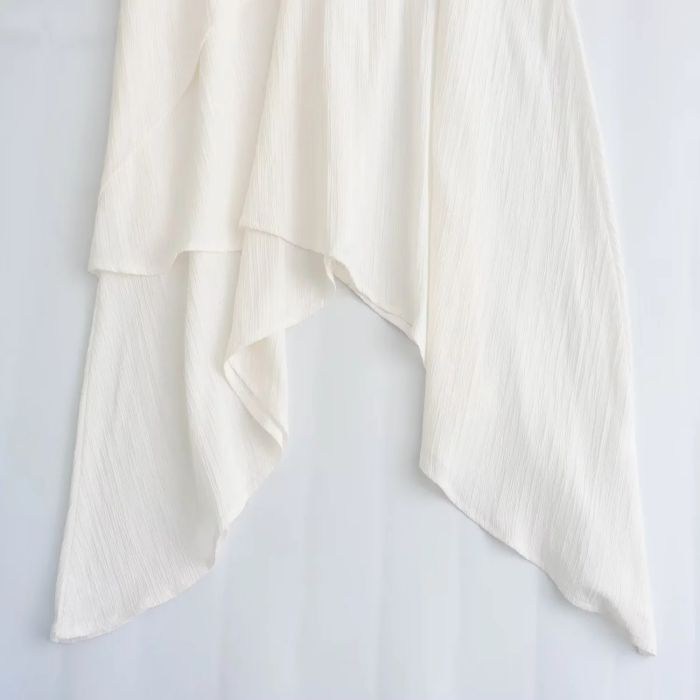 Fashion White Polyester Textured Irregular Knee-length Skirt,Knee Length