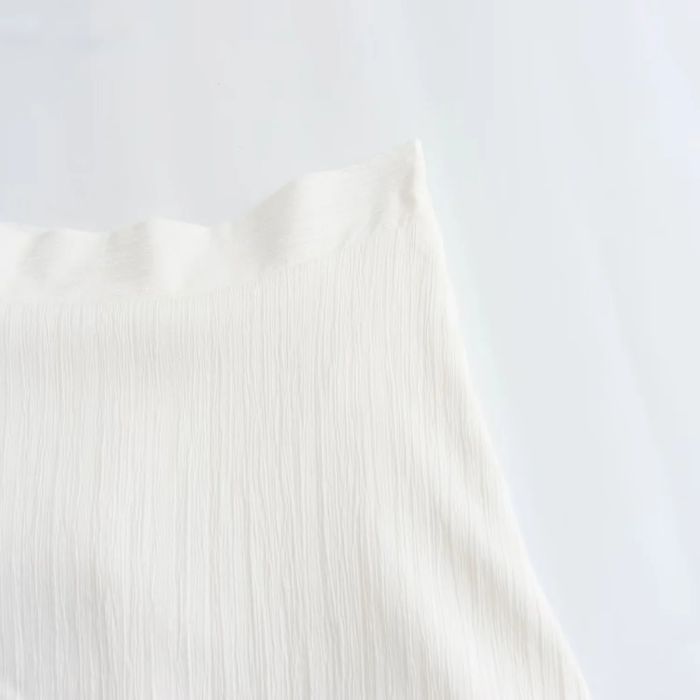 Fashion White Polyester Textured Lapel Short-sleeved Irregular Skirt,Skirts