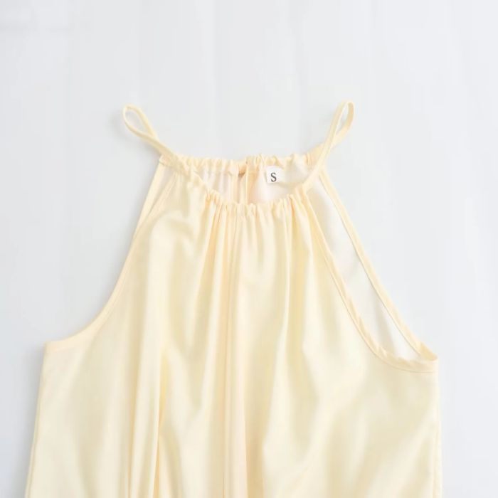 Fashion Yellow Polyester Printed Hollow Long Skirt,Long Dress