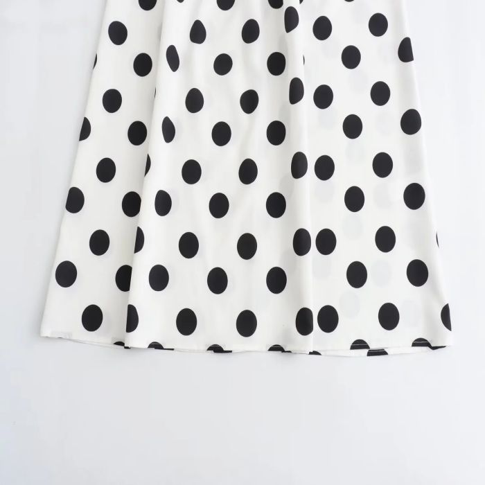 Fashion White Polyester Hollow Polka Dot Suspender Long Skirt,Long Dress