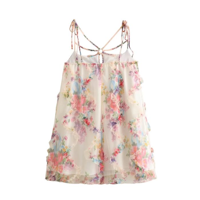 Fashion Printing Polyester Printed Suspender Skirt,Mini & Short Dresses