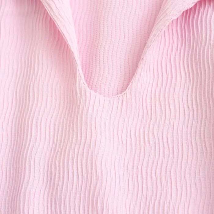 Fashion Pink Polyester Textured Sleeveless Skirt,Mini & Short Dresses