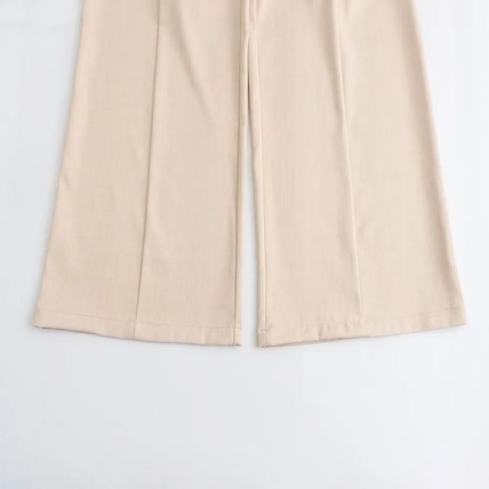 Fashion Khaki Polyester Straight Trousers,Pants
