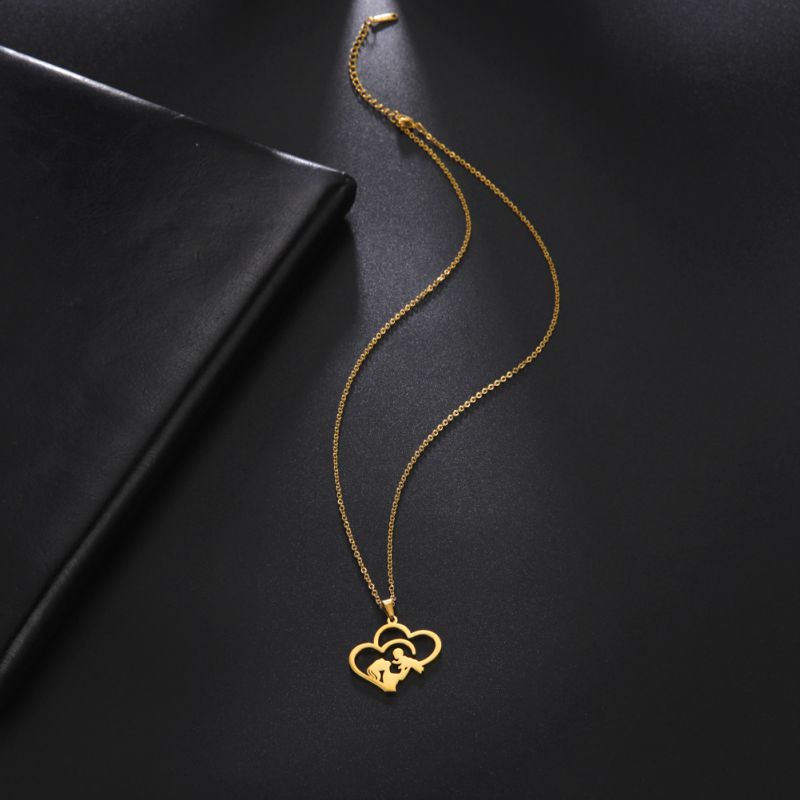 Fashion Gold Stainless Steel Heart Shape Hollow Necklace,Necklaces