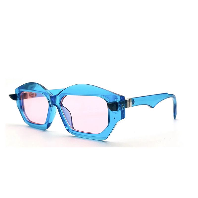 Fashion Black Frame Tea Slices Polygonal Square Sunglasses,Women Sunglasses
