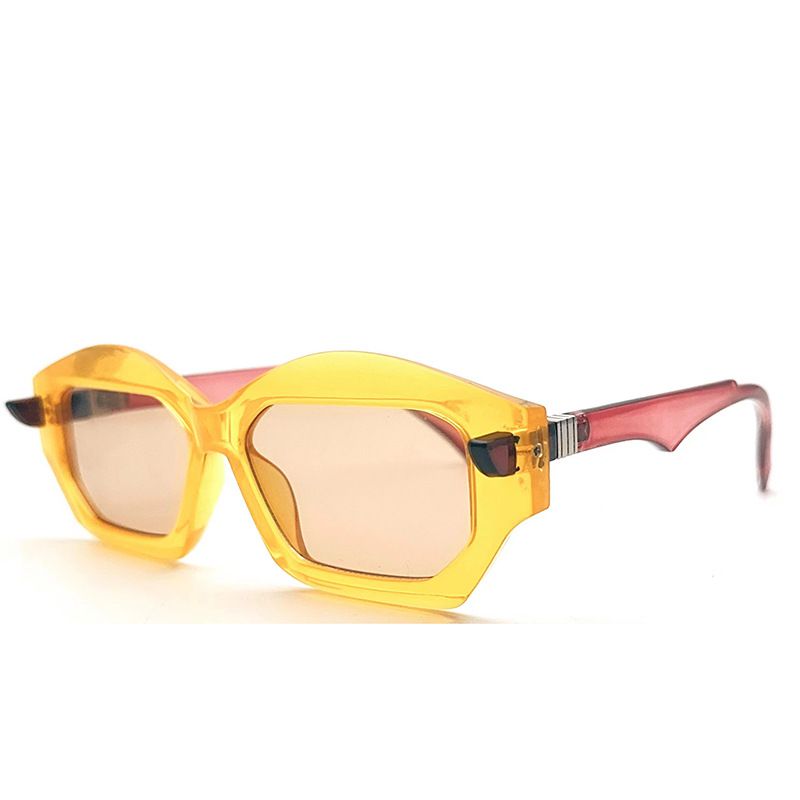 Fashion Yellow Framed Champagne Slices Polygonal Square Sunglasses,Women Sunglasses