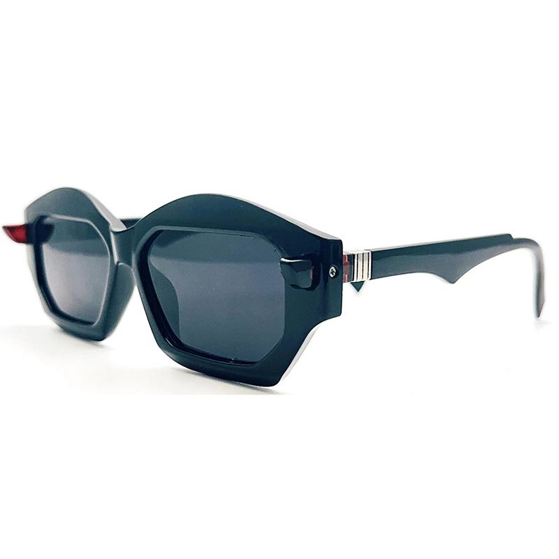 Fashion Black Frame Flat Light Polygonal Square Sunglasses,Women Sunglasses
