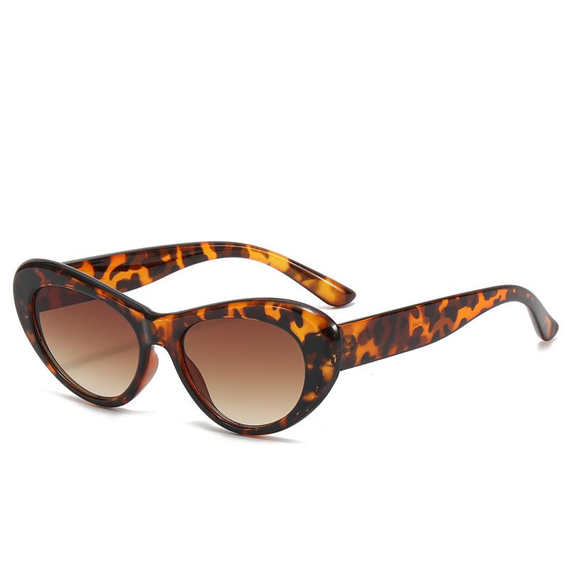 Fashion Leopard Print Frame Double Tea Piece Cat Eye Small Frame Sunglasses,Women Sunglasses