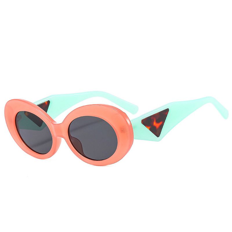 Fashion Leopard Print Frame Double Tea Piece Pc Oval Contrast Sunglasses,Women Sunglasses
