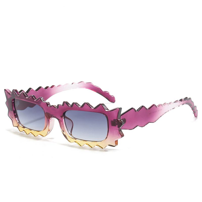 Fashion Purple Frame Double Gray Film Pc Gear Edge Square Sunglasses,Women Sunglasses