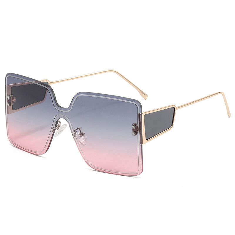 Fashion Gold Framed Blue And Gray Piece Rimless Square Sunglasses,Women Sunglasses