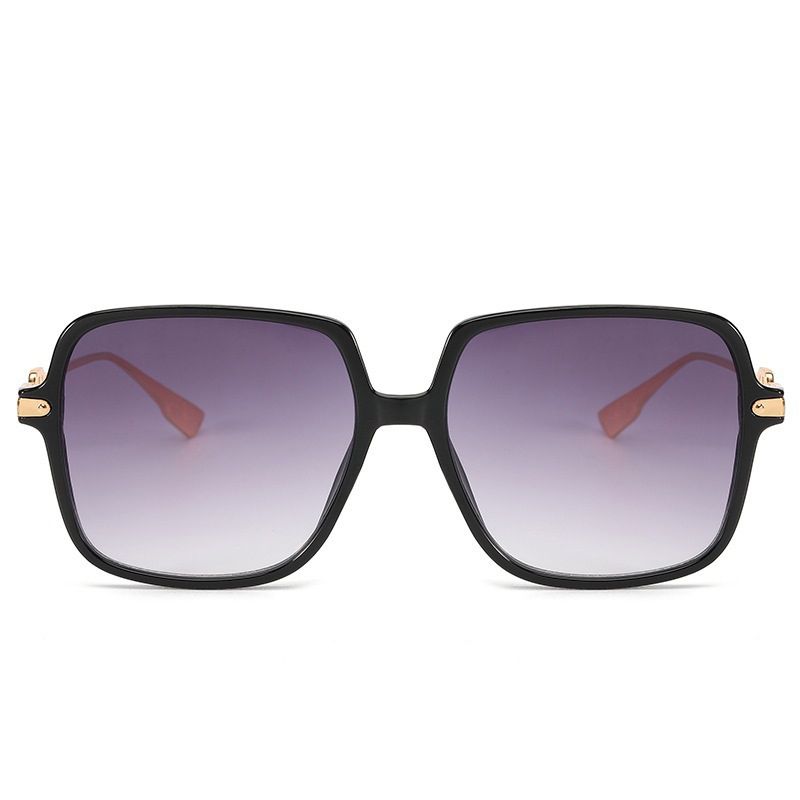 Fashion Black Frame Double Gray Film Pc Square Sunglasses,Women Sunglasses