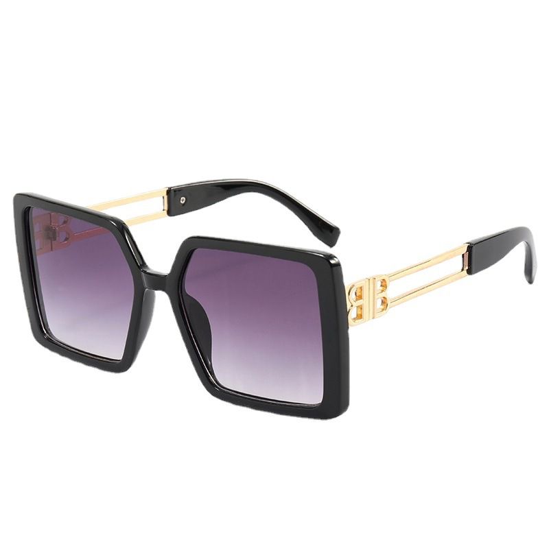 Fashion Jelly Frame Black And Gray Slices Pc Square Large Frame Sunglasses,Women Sunglasses
