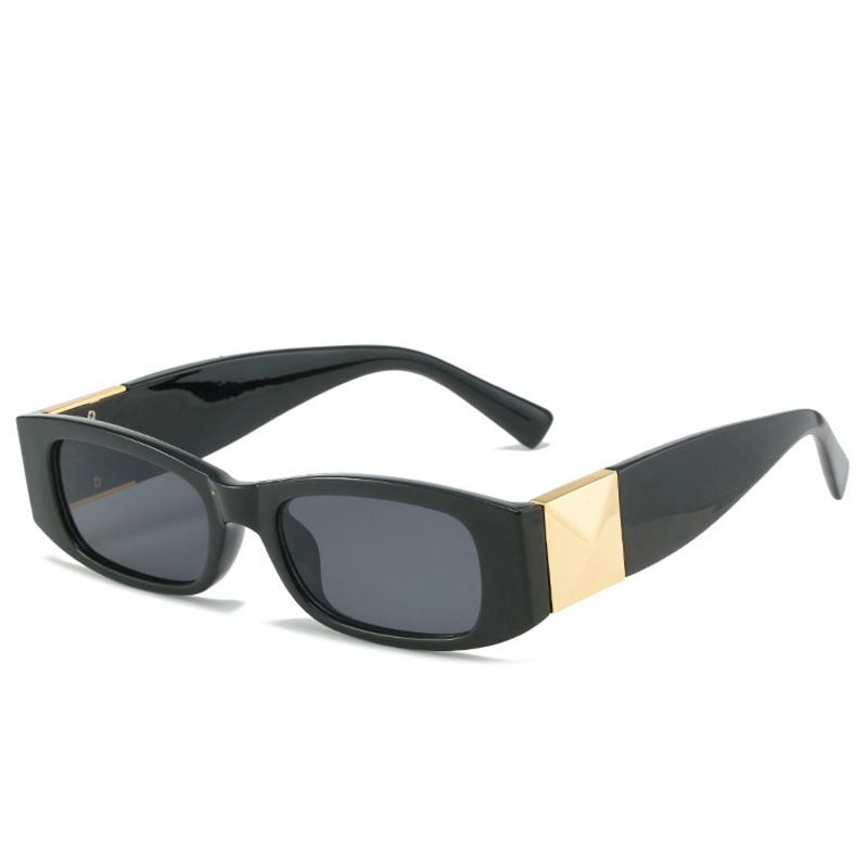 Fashion Black Frame Black And Gray Film Pc Square Small Frame Sunglasses,Women Sunglasses