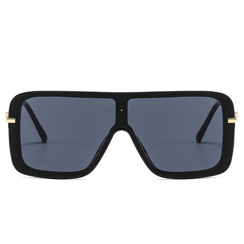 Fashion Black Frame Black And Gray Film Pc One Piece Square Sunglasses,Women Sunglasses