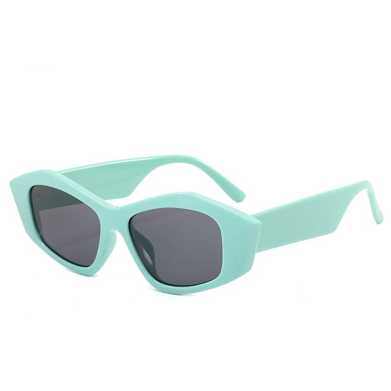 Fashion Green Frame Black And Gray Film Pc Polygon Large Frame Sunglasses,Women Sunglasses