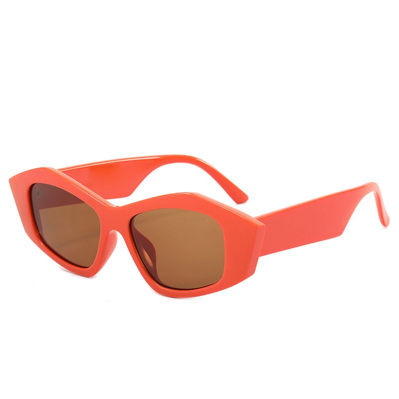 Fashion Orange Framed Tea Slices Pc Polygon Large Frame Sunglasses,Women Sunglasses