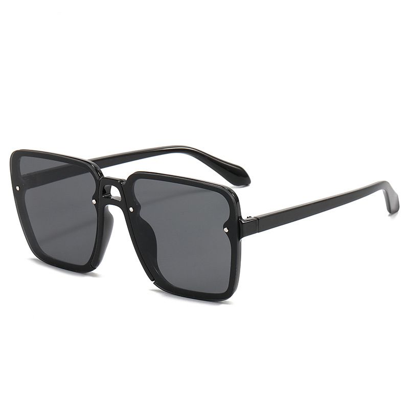 Fashion Black Frame Black And Gray Film Pc Square Large Frame Sunglasses,Women Sunglasses