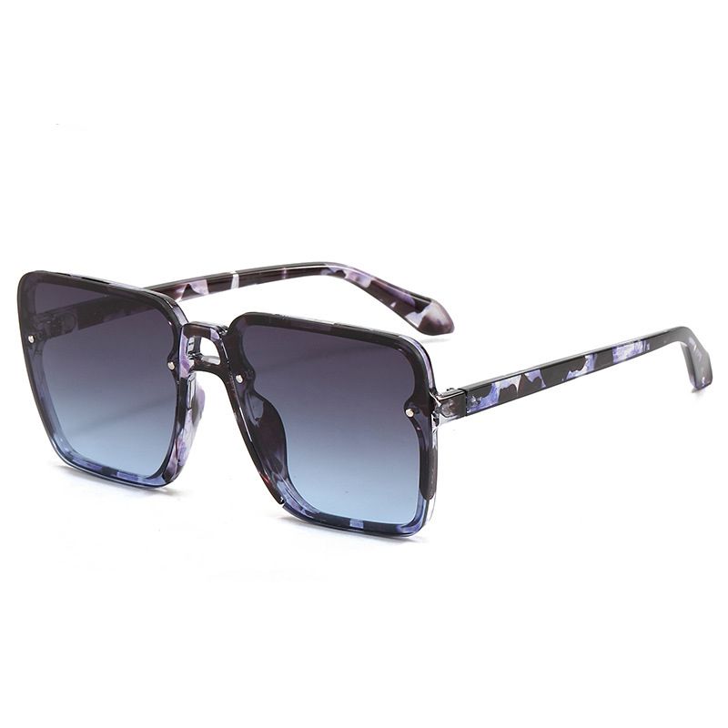 Fashion Black Frame Black And Gray Film Pc Square Large Frame Sunglasses,Women Sunglasses