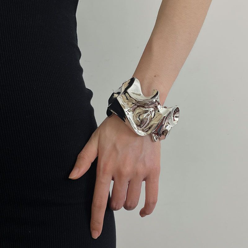 Fashion Silver Irregular Lava Texture Open Bracelet,Fashion Bangles