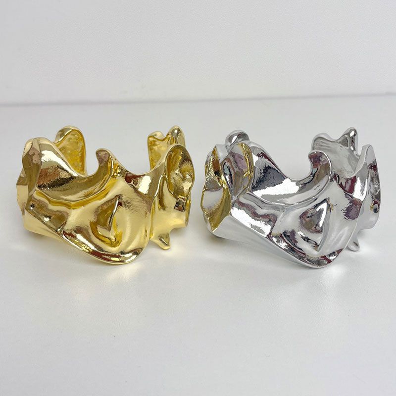Fashion Gold Irregular Lava Texture Open Bracelet,Fashion Bangles